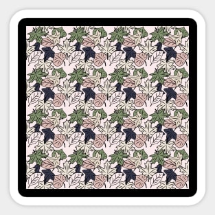 seamless pattern with leaves and flowers doodling style Sticker